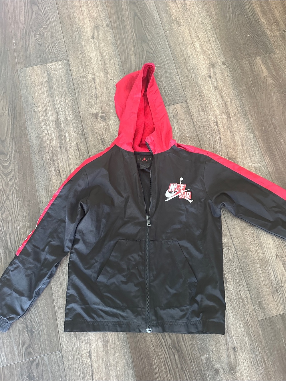 Nike Black Jacket with Red Hood & Stripe